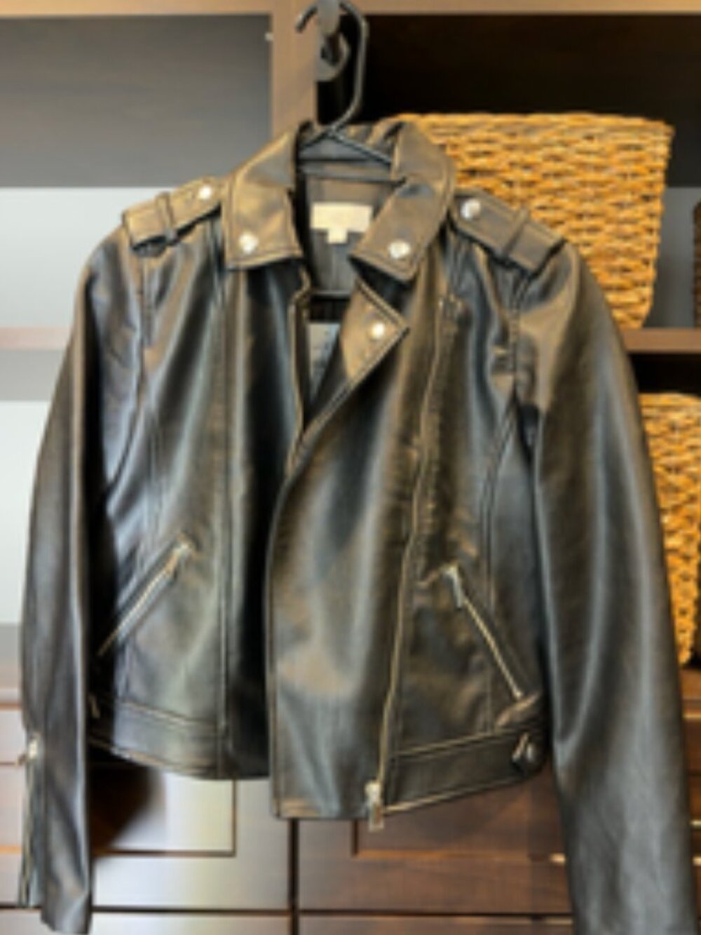 LOFT Petite Pebbled Black Faux Leather Moto Jacket | XXS Petite | NWT